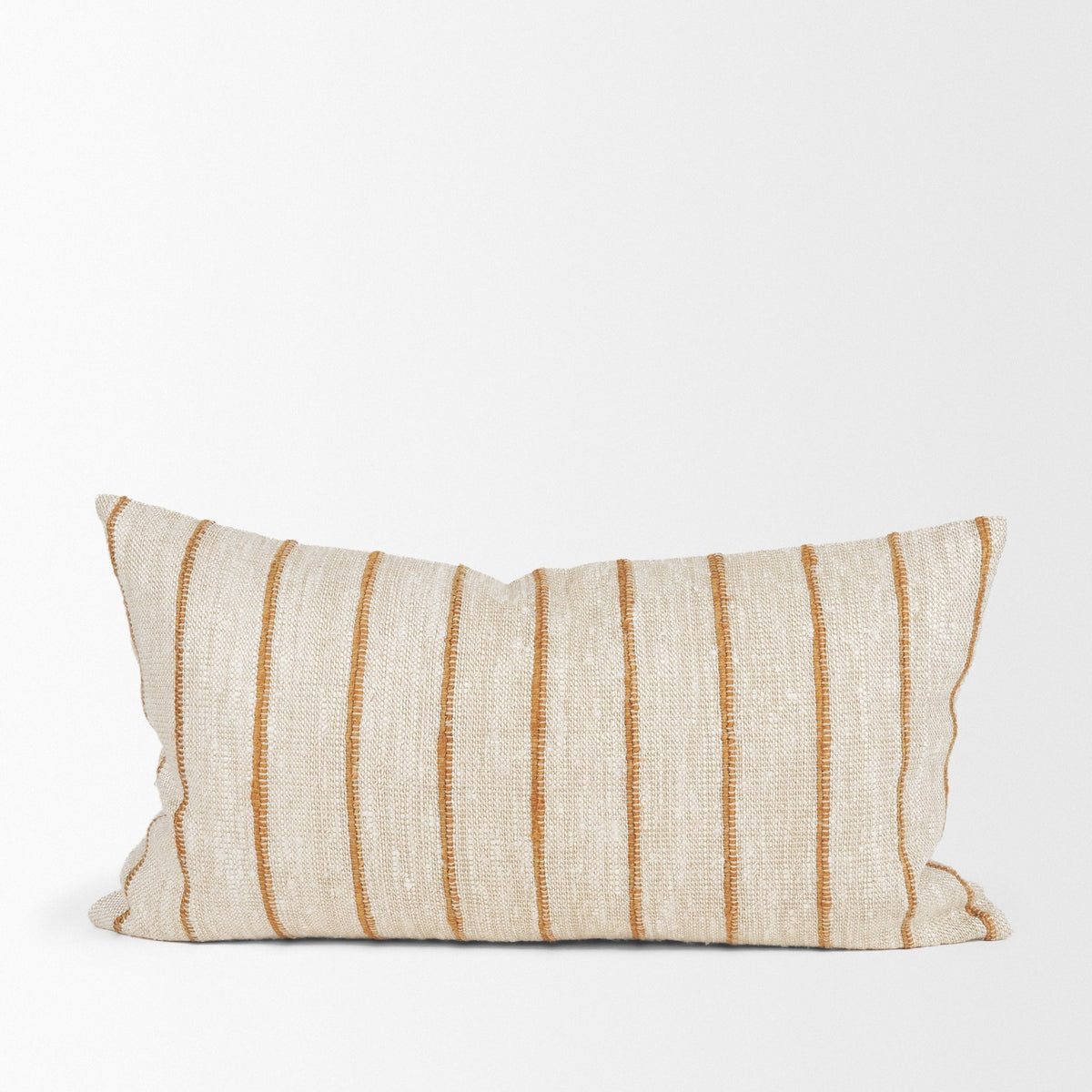 Merrick Natural Beige/Orange 14x26 Lumbar Decorative Pillow Cover - Ornate Home