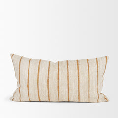 Merrick Natural Beige/Orange 14x26 Lumbar Decorative Pillow with Down Filler