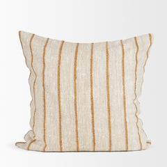 Merrick Natural Beige/Orange 22x22 Square Decorative Pillow Cover - Ornate Home
