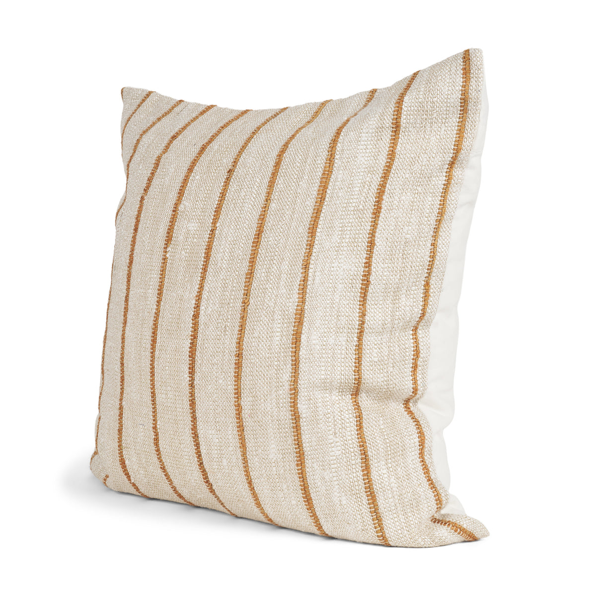 Merrick Natural Beige/Orange 22x22 Square Decorative Pillow with Down Filler - Ornate Home
