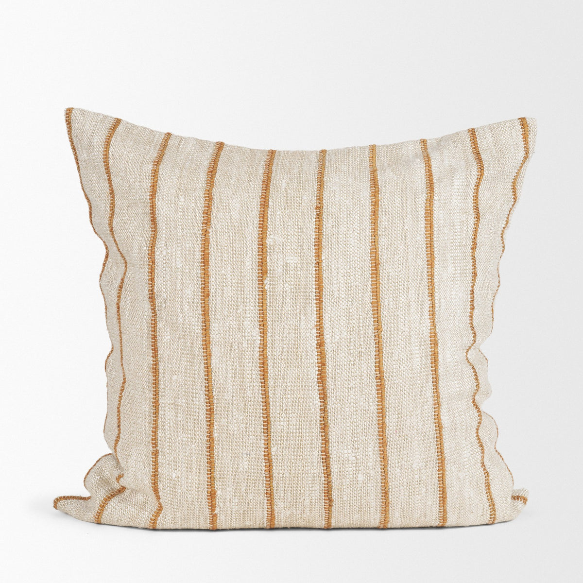 Merrick Natural Beige/Orange 22x22 Square Decorative Pillow with Down Filler - Ornate Home