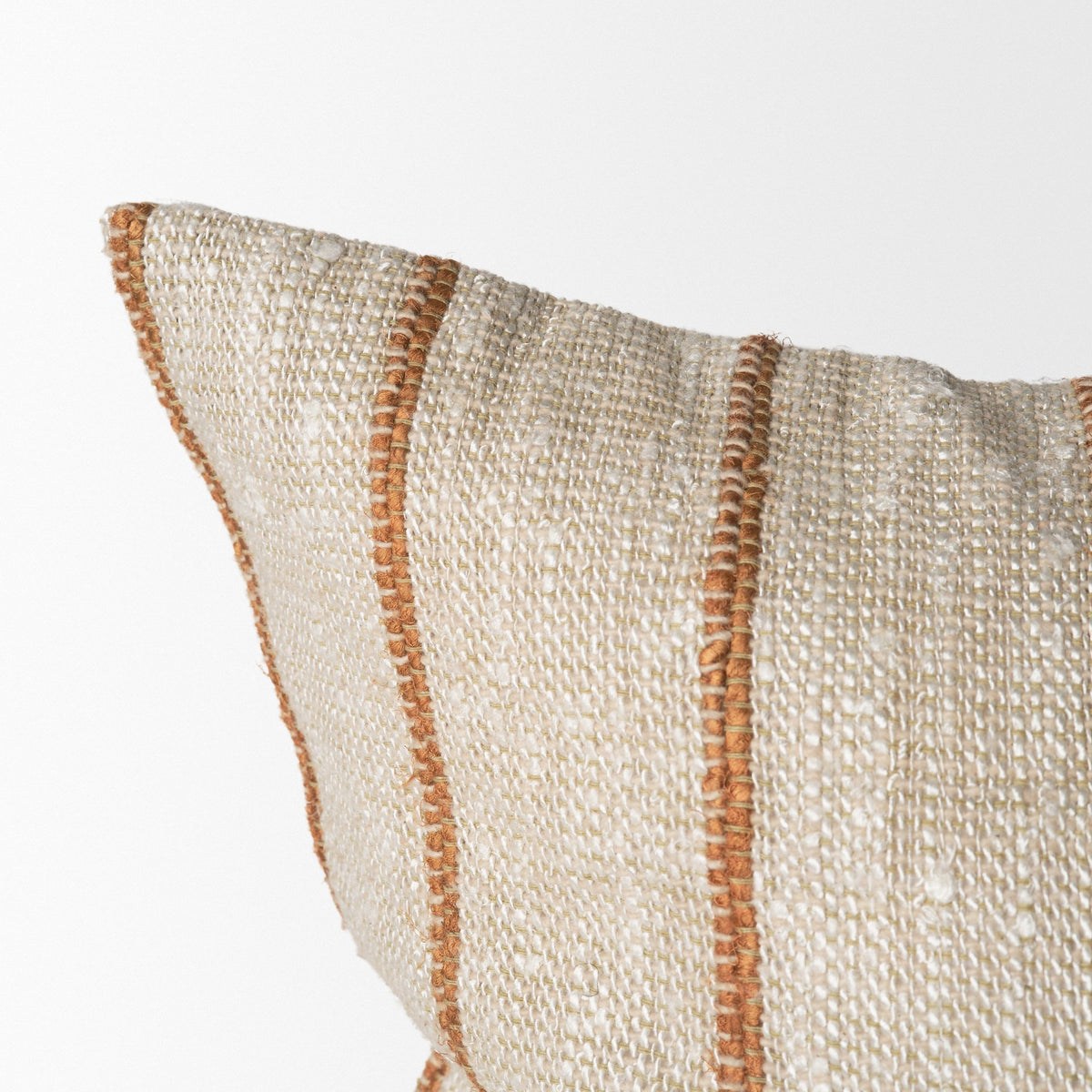 Merrick Natural Beige/Orange 22x22 Square Decorative Pillow with Down Filler - Ornate Home