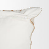 Merrick Natural Beige/Orange 22x22 Square Decorative Pillow with Down Filler - Ornate Home