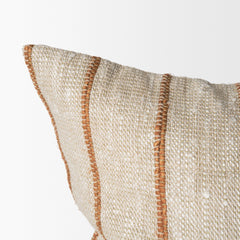 Merrick Natural Beige/Orange 22x22 Square Pillow Cover with Non-Allergen Filler - Ornate Home