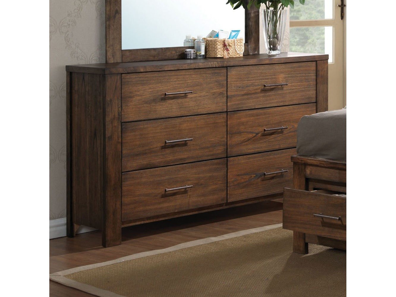 Merrilee Oak 6 Drawer Dresser - Ornate Home