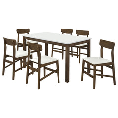 Merrin White And Walnut 7-Piece 55-inch Rectangular Dining Set Off - Ornate Home