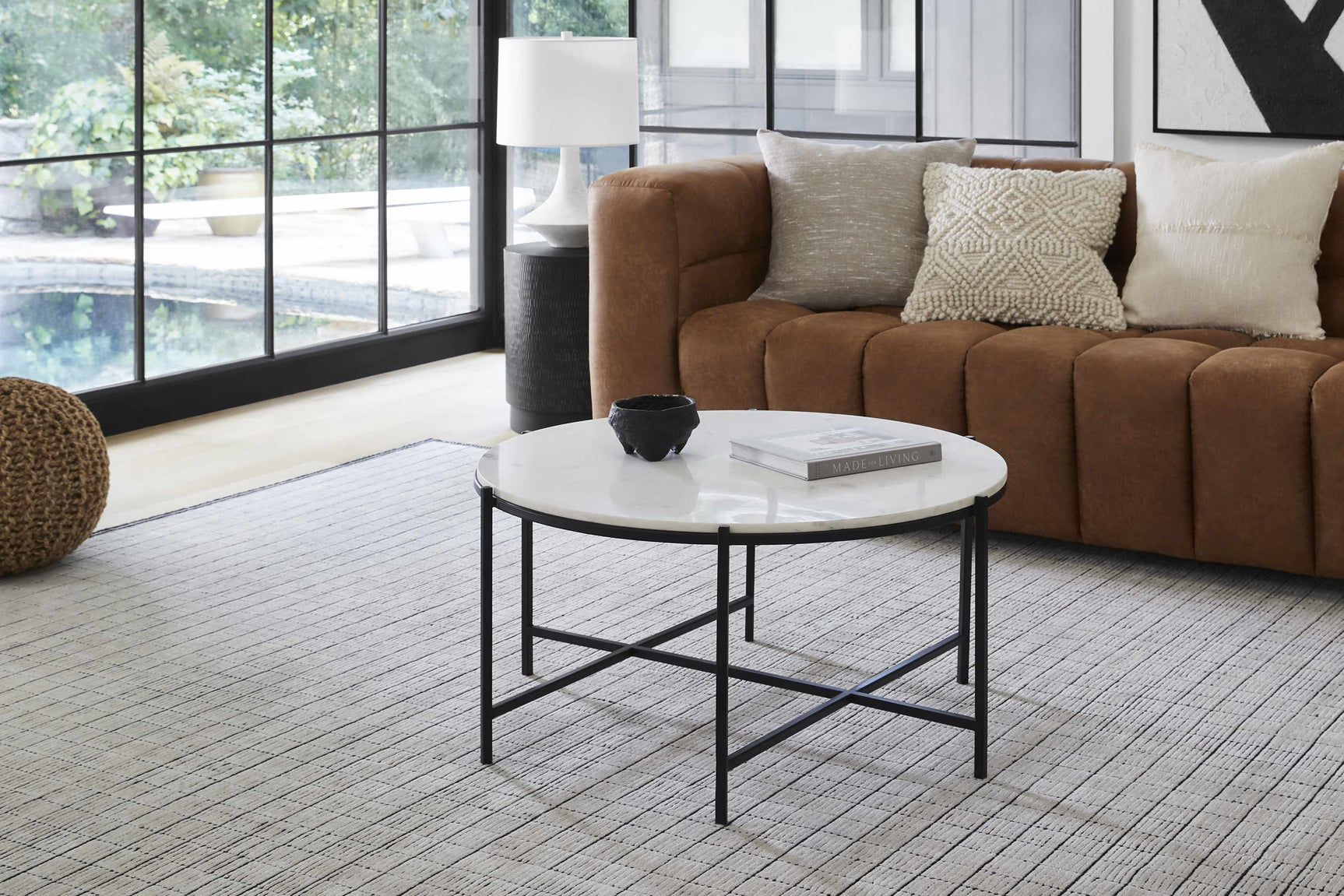 Merrittstown Knitted Jute Pouf - Ornate Home