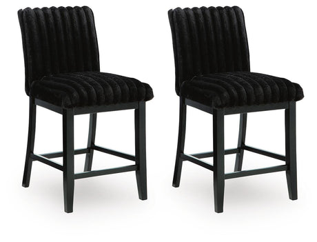 Mervannie Black Counter Height Barstool (Set of 2) - Ornate Home