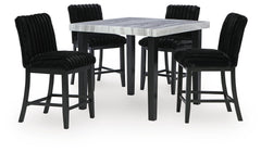 Mervannie Black/Gray Counter Height Dining Table and 4 Barstools - Ornate Home