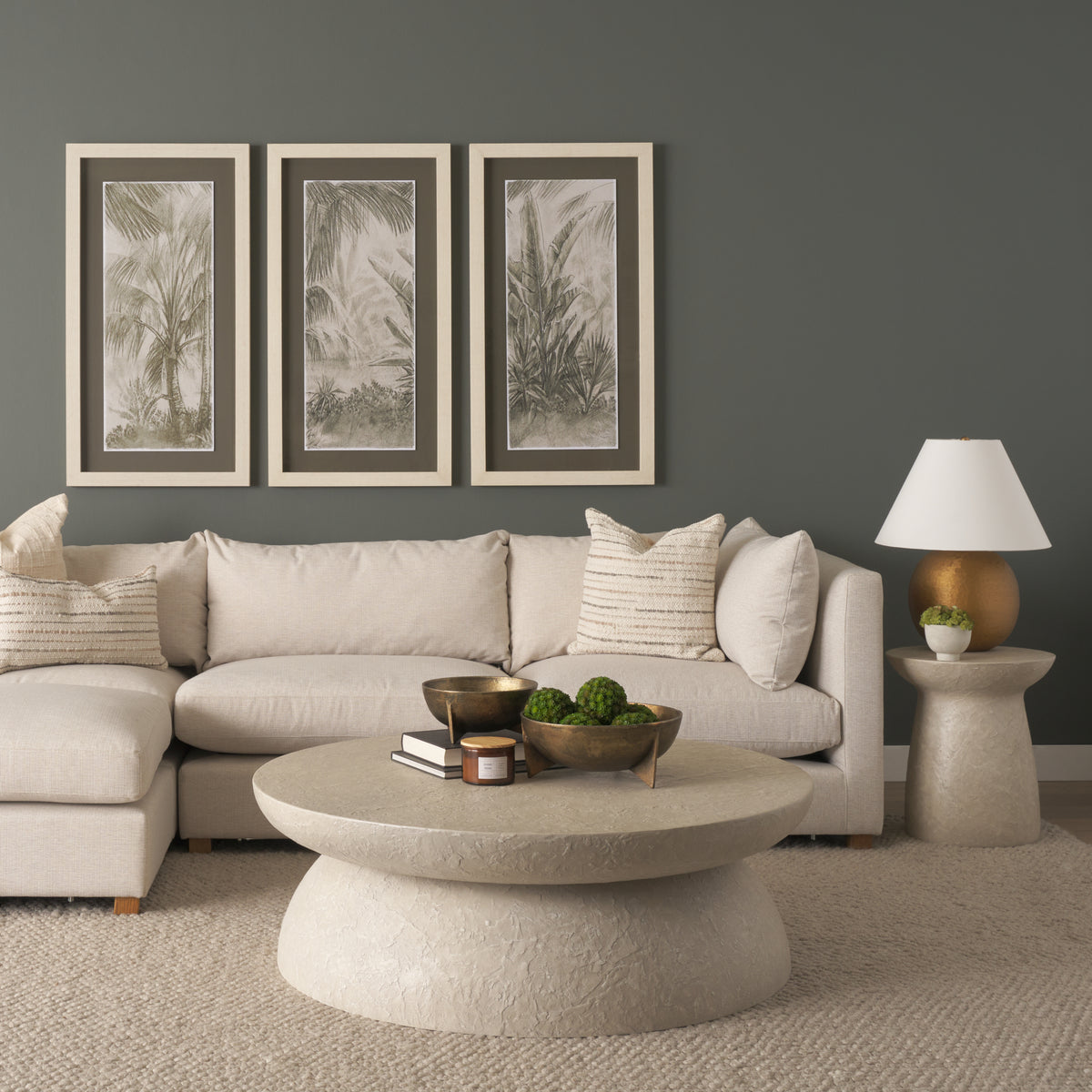 Mesa Gray 48" Round Stone Finish Coffee Table - Ornate Home