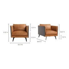 Messina Brown Leather Armchair - Ornate Home
