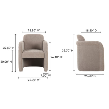 Mesto Taupe Rolling Dining Chair - Ornate Home