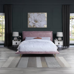 Metis Pink Top Grain Leather UPH E. King Platform Bed - Ornate Home