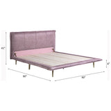 Metis Pink Top Grain Leather UPH E. King Platform Bed - Ornate Home