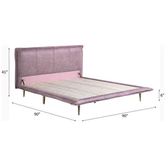 Metis Pink Top Grain Leather UPH E. King Platform Bed - Ornate Home