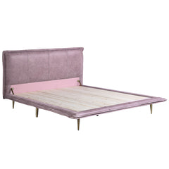 Metis Pink Top Grain Leather UPH E. King Platform Bed - Ornate Home
