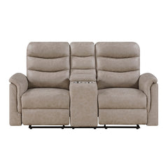 Metric Beige Double Glider Reclining Loveseat With Center Console - Ornate Home