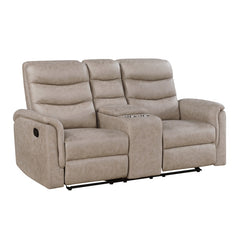 Metric Beige Double Glider Reclining Loveseat With Center Console - Ornate Home