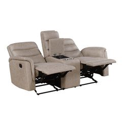 Metric Beige Double Glider Reclining Loveseat With Center Console - Ornate Home