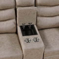 Metric Beige Double Glider Reclining Loveseat With Center Console - Ornate Home