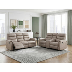 Metric Beige Double Glider Reclining Loveseat With Center Console - Ornate Home
