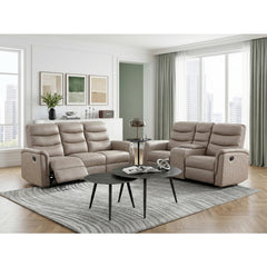 Metric Beige Double Glider Reclining Loveseat With Center Console - Ornate Home