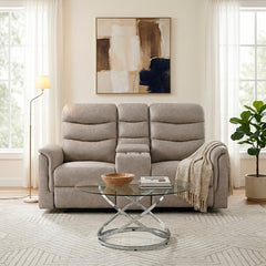 Metric Beige Double Glider Reclining Loveseat With Center Console - Ornate Home
