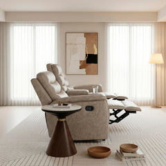 Metric Beige Double Glider Reclining Loveseat With Center Console - Ornate Home