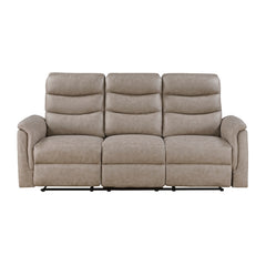 Metric Beige Double Reclining Sofa With Drop-down Cup Holders - Ornate Home