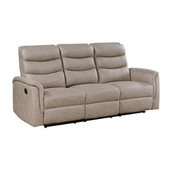 Metric Beige Double Reclining Sofa With Drop-down Cup Holders - Ornate Home