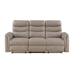 Metric Beige Double Reclining Sofa With Drop-down Cup Holders - Ornate Home