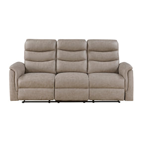 Metric Beige Double Reclining Sofa With Drop-down Cup Holders - Ornate Home