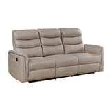 Metric Beige Double Reclining Sofa With Drop-down Cup Holders - Ornate Home
