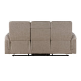 Metric Beige Double Reclining Sofa With Drop-down Cup Holders - Ornate Home
