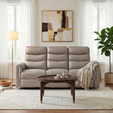 Metric Beige Double Reclining Sofa With Drop-down Cup Holders - Ornate Home