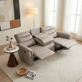 Metric Beige Double Reclining Sofa With Drop-down Cup Holders - Ornate Home