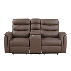 Metric Brown Double Glider Reclining Loveseat With Center Console - Ornate Home