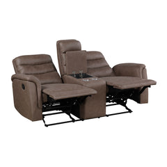 Metric Brown Double Glider Reclining Loveseat With Center Console - Ornate Home