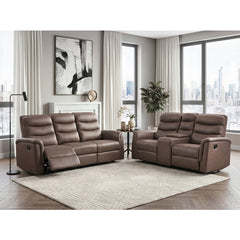 Metric Brown Double Glider Reclining Loveseat With Center Console - Ornate Home