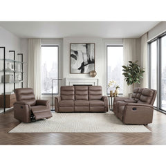Metric Brown Double Glider Reclining Loveseat With Center Console - Ornate Home