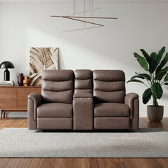Metric Brown Double Glider Reclining Loveseat With Center Console - Ornate Home