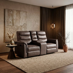 Metric Brown Double Glider Reclining Loveseat With Center Console - Ornate Home