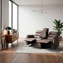 Metric Brown Double Glider Reclining Loveseat With Center Console - Ornate Home