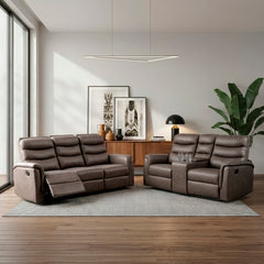 Metric Brown Double Glider Reclining Loveseat With Center Console - Ornate Home