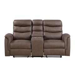 Metric Brown Double Glider Reclining Loveseat With Center Console