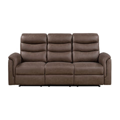 Metric Brown Double Reclining Sofa With Drop-down Cup Holders - Ornate Home