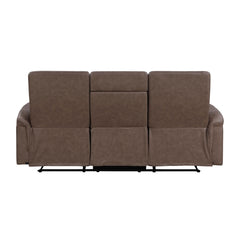 Metric Brown Double Reclining Sofa With Drop-down Cup Holders - Ornate Home