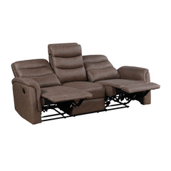 Metric Brown Double Reclining Sofa With Drop-down Cup Holders - Ornate Home