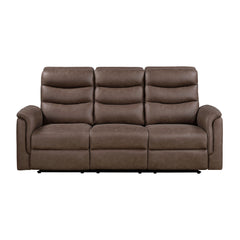 Metric Brown Double Reclining Sofa With Drop-down Cup Holders - Ornate Home