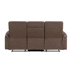 Metric Brown Double Reclining Sofa With Drop-down Cup Holders - Ornate Home